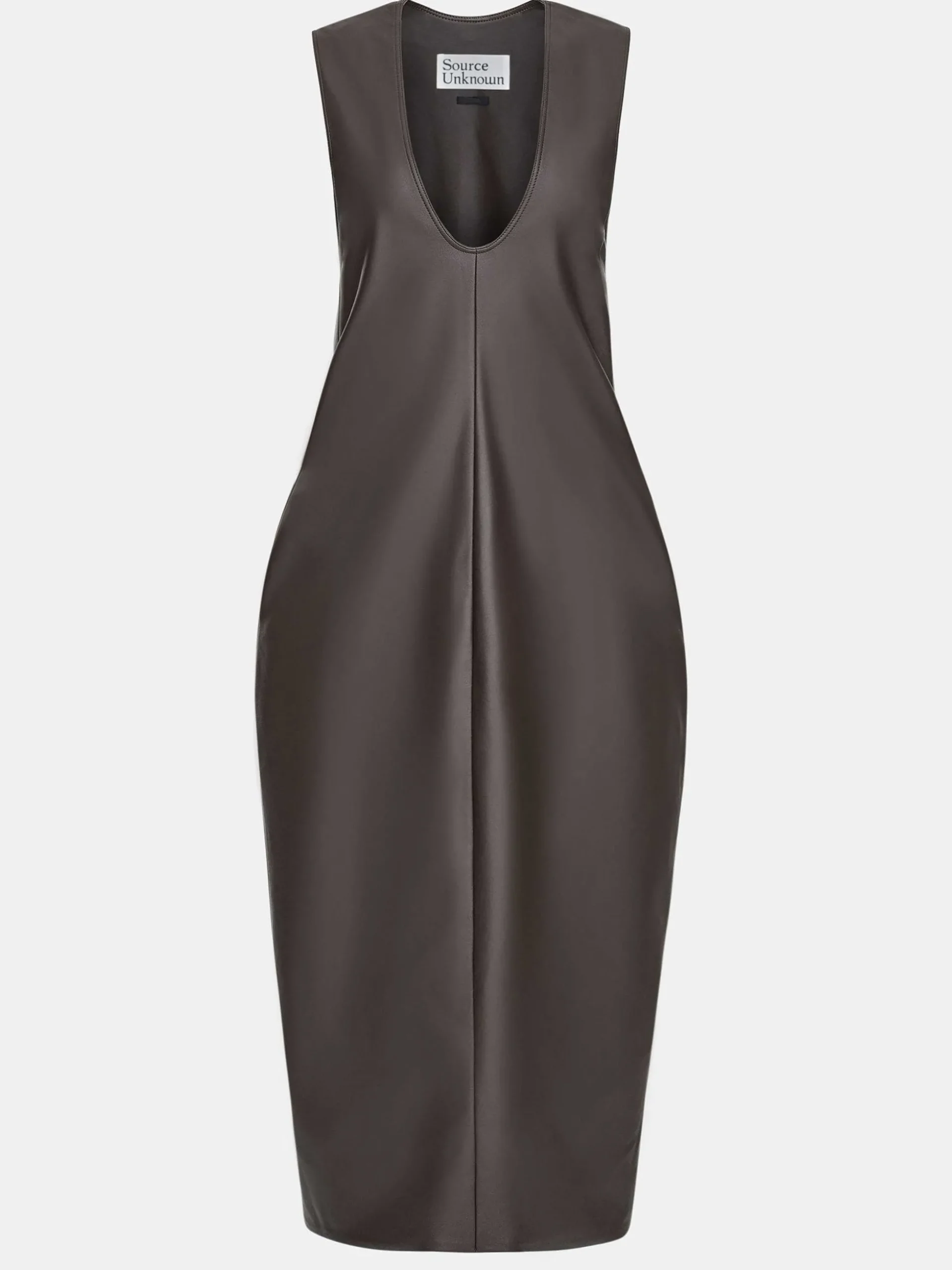 Women Source Unknown Clothing-Adua Faux Leather Maxi Dress, Chocolate