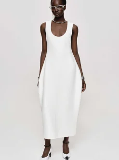 Women Source Unknown Clothing-Adua Vase Midi Dress, White