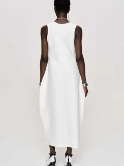 Women Source Unknown Dresses-Adua Vase Midi Dress, White