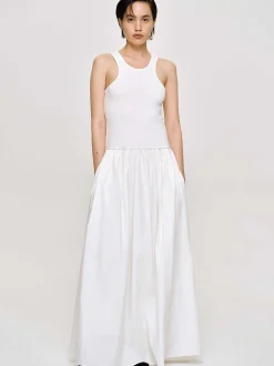 Women Source Unknown Dresses-Amal Drop Waist Racer Tank Dress, White