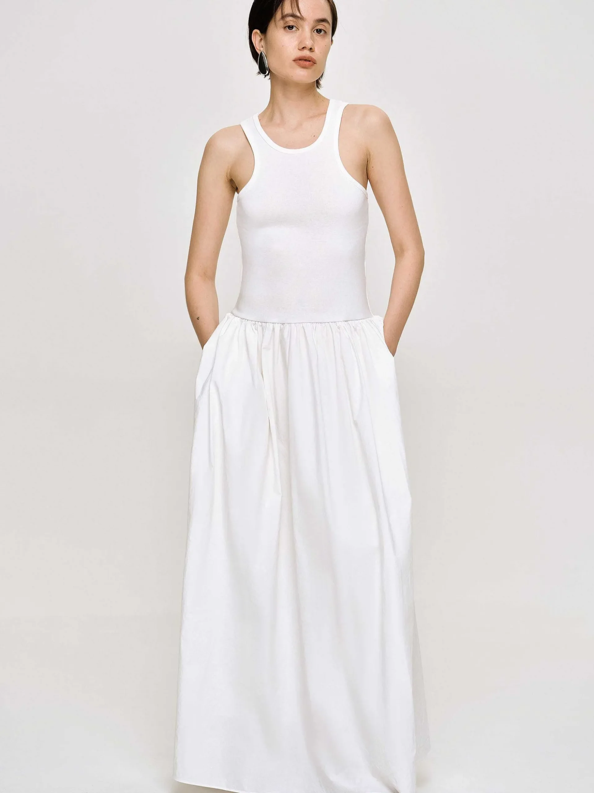 Women Source Unknown Dresses-Amal Drop Waist Racer Tank Dress, White