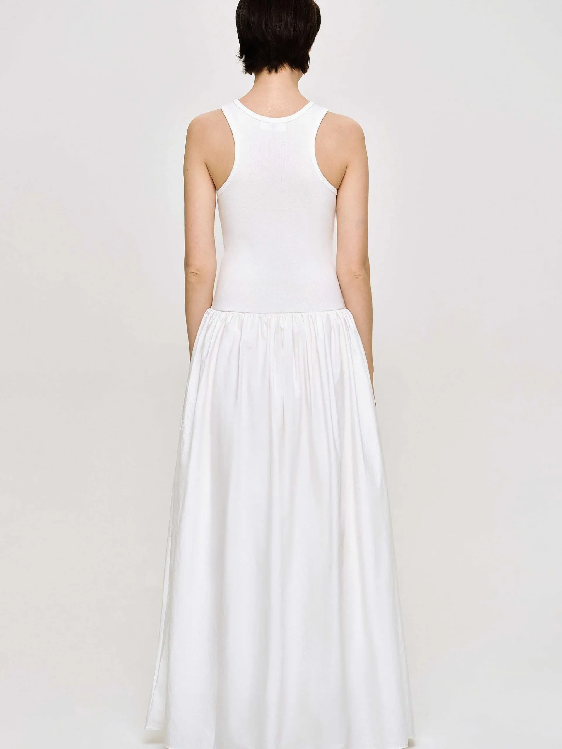 Women Source Unknown Dresses-Amal Drop Waist Racer Tank Dress, White
