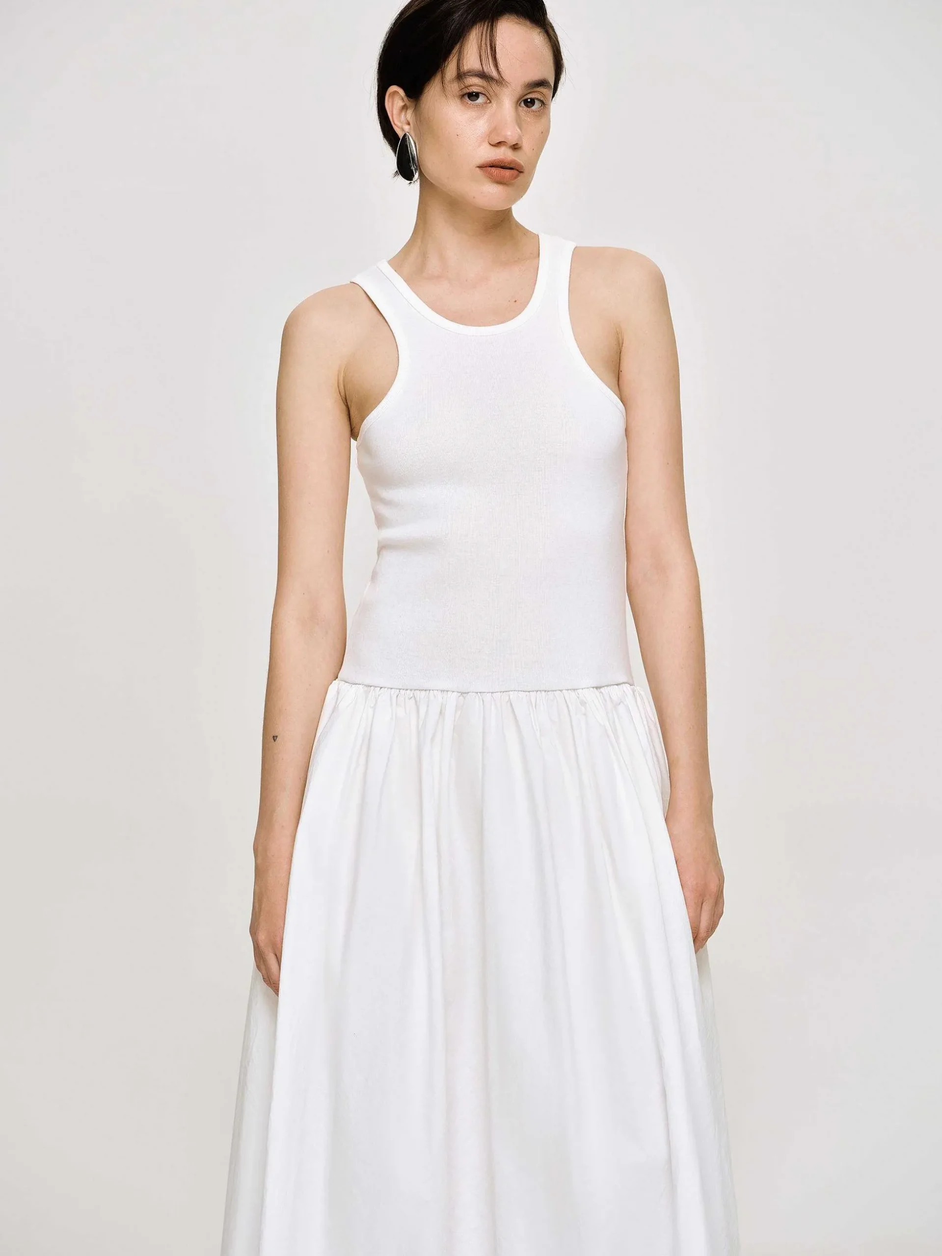 Women Source Unknown Dresses-Amal Drop Waist Racer Tank Dress, White
