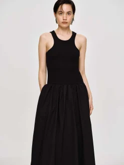 Women Source Unknown Dresses-Amal Drop Waist Racer Tank Dress, Black