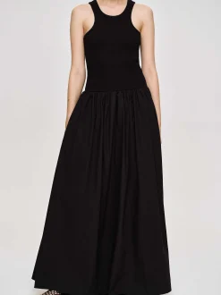 Women Source Unknown Dresses-Amal Drop Waist Racer Tank Dress, Black