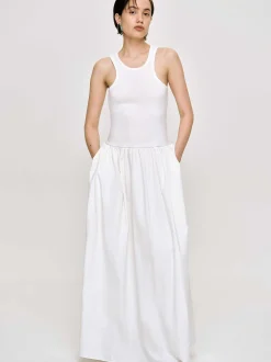 Women Source Unknown Clothing-Amal Drop Waist Racer Tank Dress, White