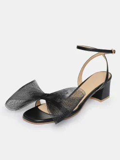 Women Source Unknown Shoes & Bags-Apogeo Tulle Bow Sandals, Black