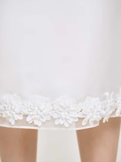 Women Source Unknown Clothing-Applique Satin Skirt, White