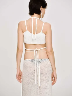 Women Source Unknown Knitwear-Asymmetric Knit Tank Top, White