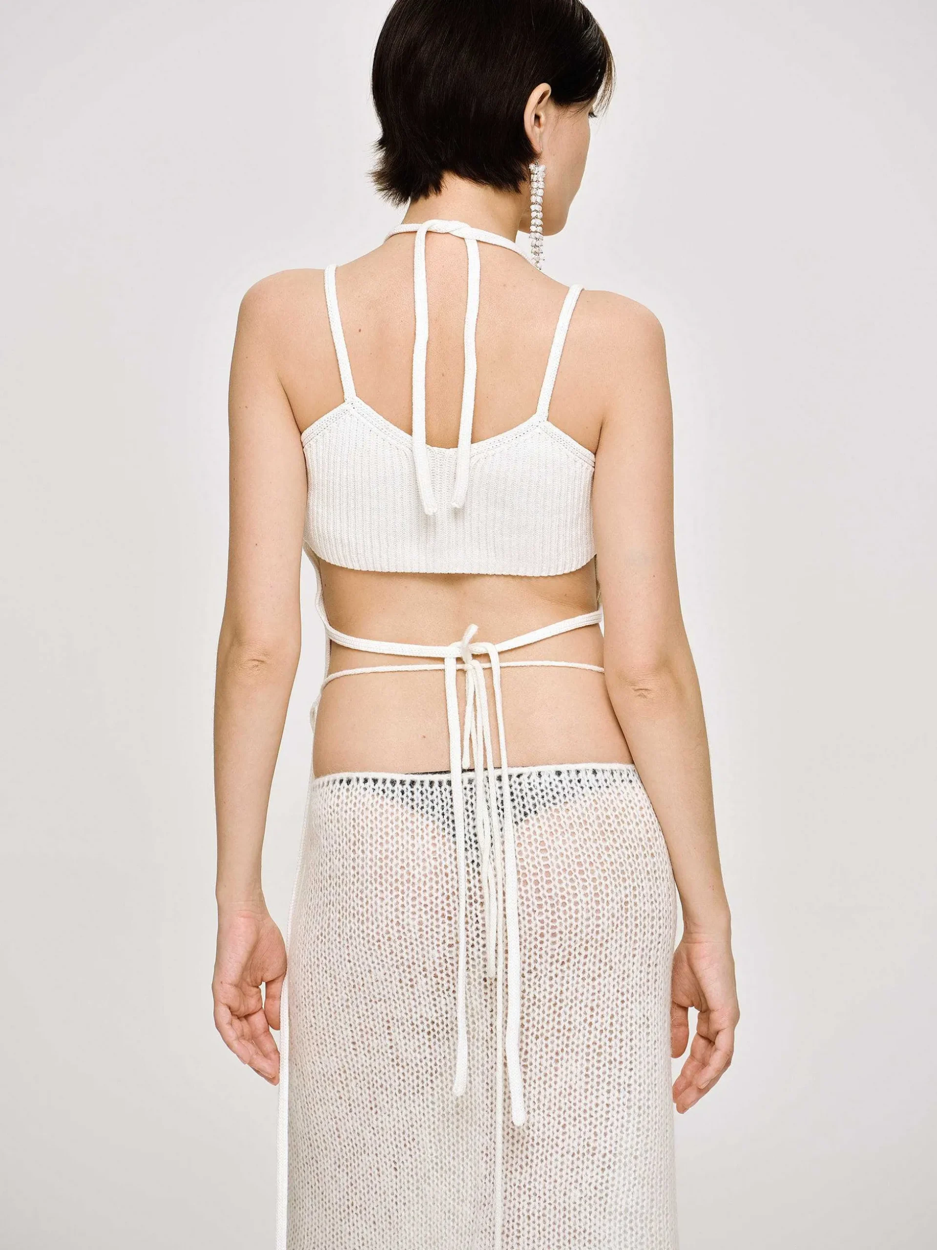 Women Source Unknown Knitwear-Asymmetric Knit Tank Top, White