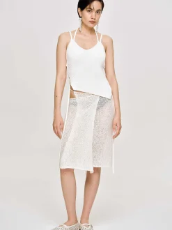 Women Source Unknown Knitwear-Asymmetric Knit Tank Top, White