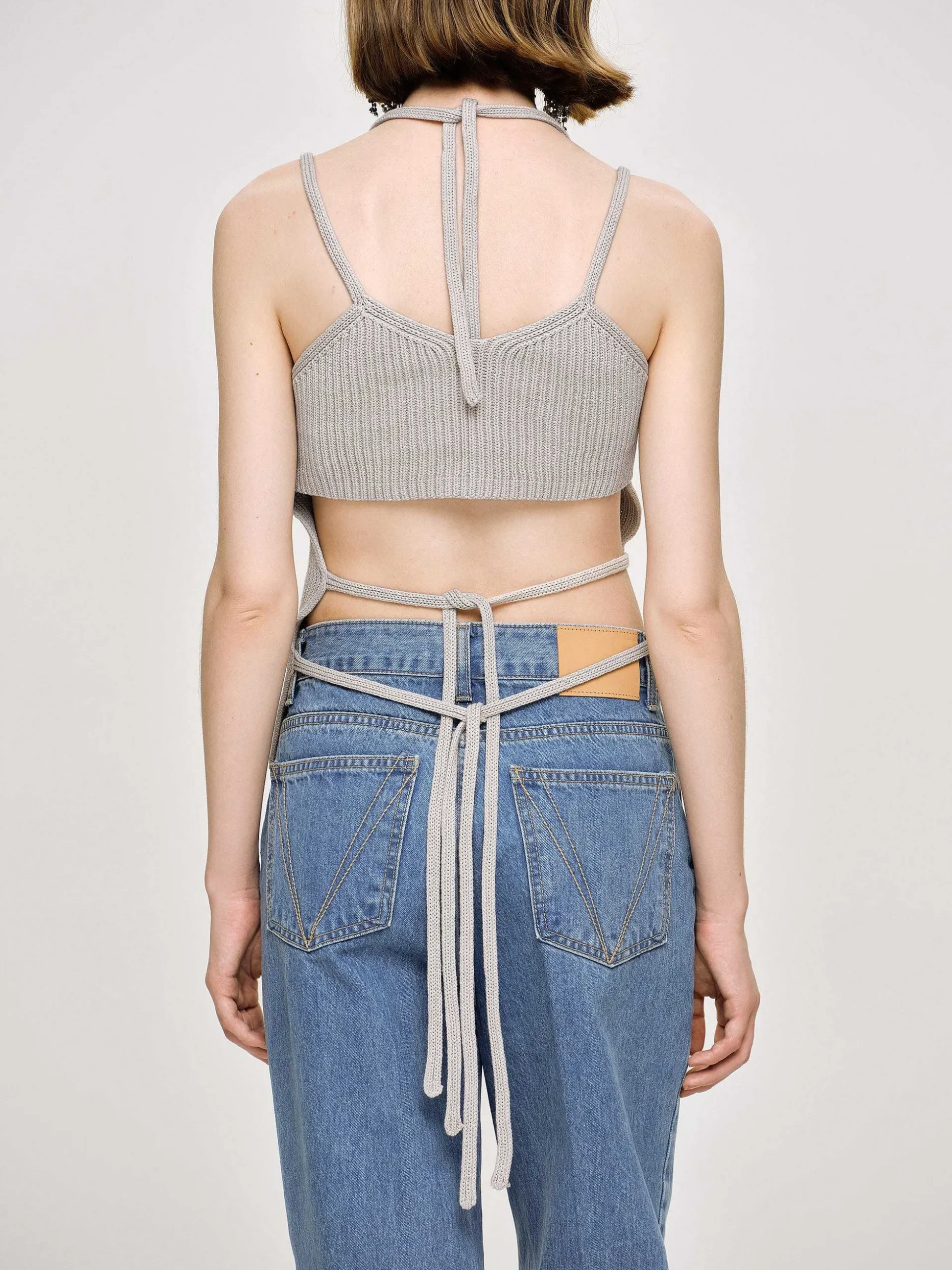 Women Source Unknown Knitwear-Asymmetric Knit Tank Top, Fossil Grey