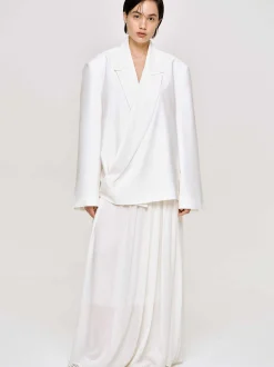 Women Source Unknown Accessories-Baia Boxy Wrap Blazer, White