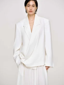 Women Source Unknown Accessories-Baia Boxy Wrap Blazer, White