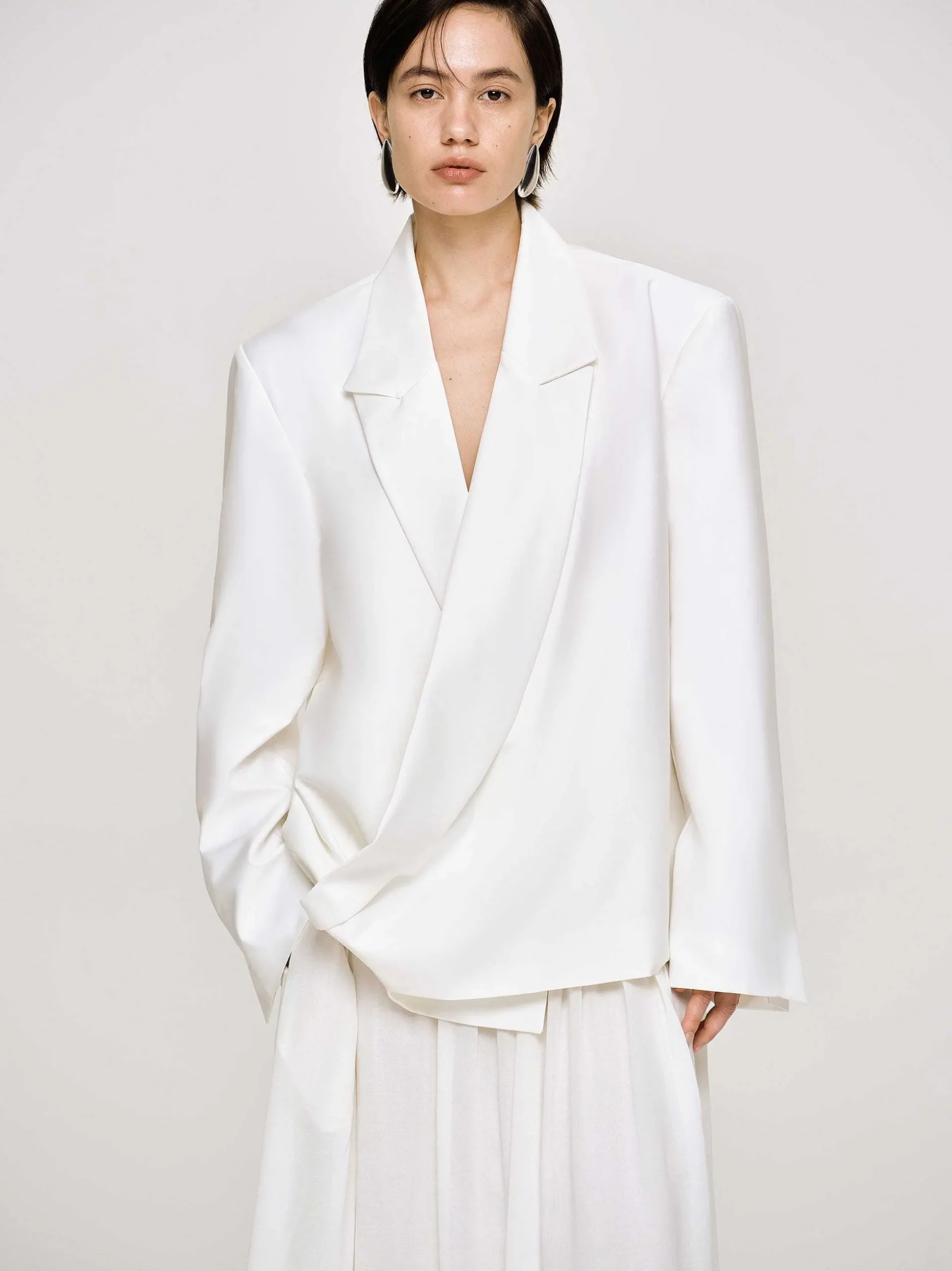 Women Source Unknown Accessories-Baia Boxy Wrap Blazer, White