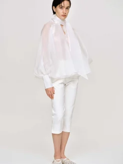 Women Source Unknown Accessories-Balloon Sheer Blouse, White