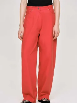 Women Source Unknown Clothing-Barrel-Leg Pants, Red
