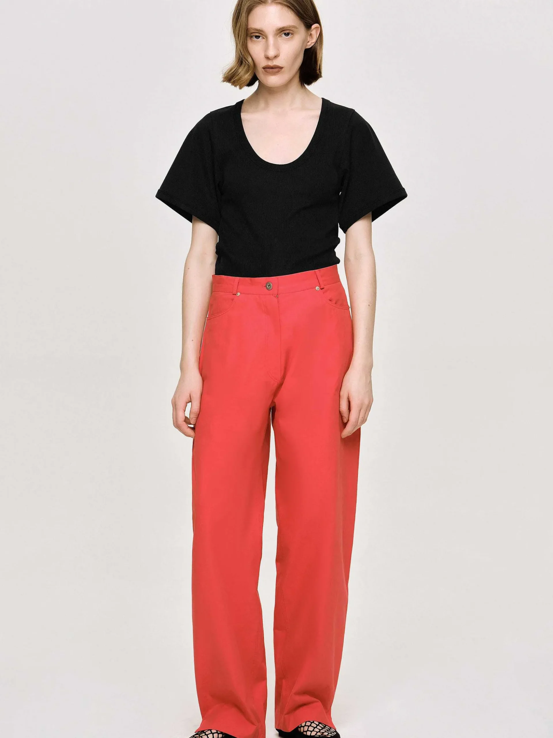 Women Source Unknown Clothing-Barrel-Leg Pants, Red