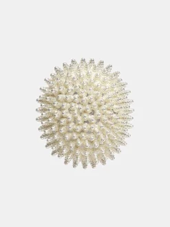 Women Source Unknown Accessories-Beaded Ball Earrings, Cream
