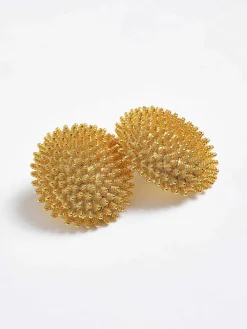 Women Source Unknown Clothing-Beaded Ball Earrings, Gold
