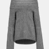 Women Source Unknown Accessories-Becca Oversized High Roll Knit Pullover, Storm Grey