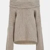 Women Source Unknown Accessories-Becca Oversized High Roll Knit Pullover, Coconut