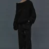 Women Source Unknown Accessories-Becca Oversized High Roll Knit Pullover, Black