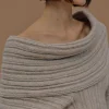 Women Source Unknown Accessories-Becca Oversized High Roll Knit Pullover, Coconut
