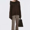 Women Source Unknown Accessories-Becca Oversized High Roll Knit Pullover, Chocolate