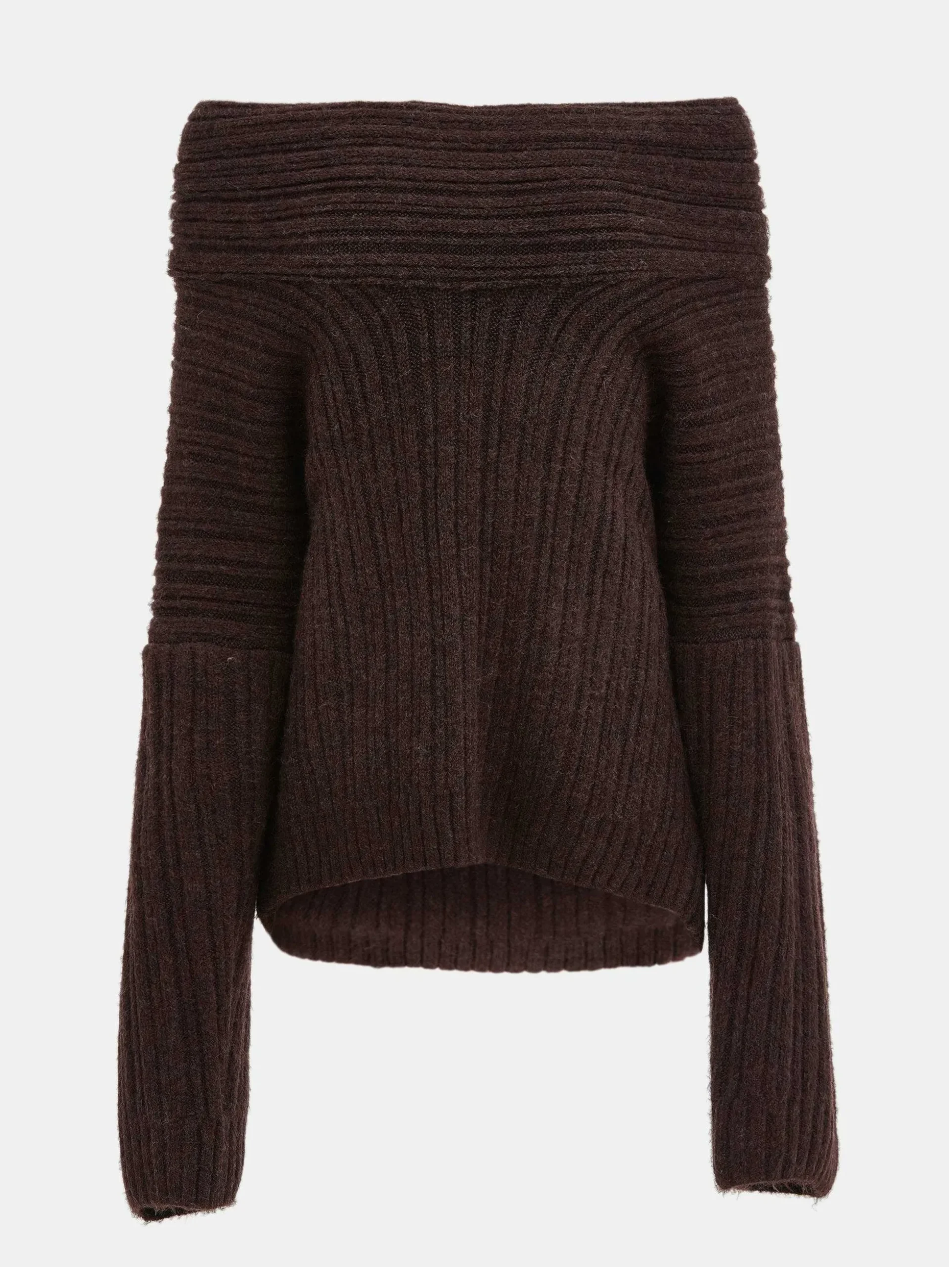Women Source Unknown Accessories-Becca Oversized High Roll Knit Pullover, Chocolate