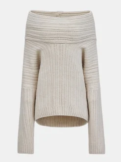 Women Source Unknown Accessories-Becca Oversized High Roll Knit Pullover, Birch