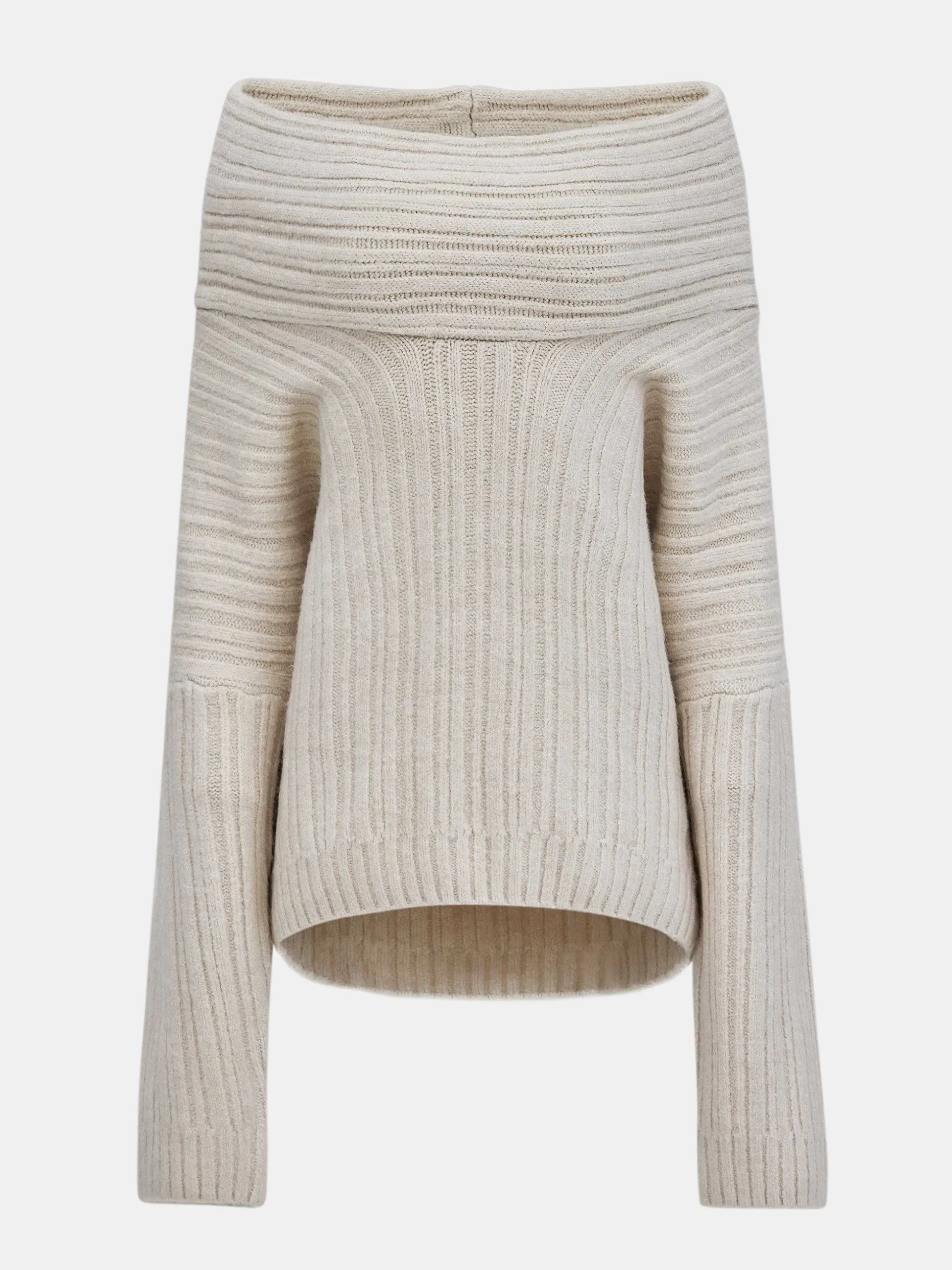 Women Source Unknown Accessories-Becca Oversized High Roll Knit Pullover, Birch