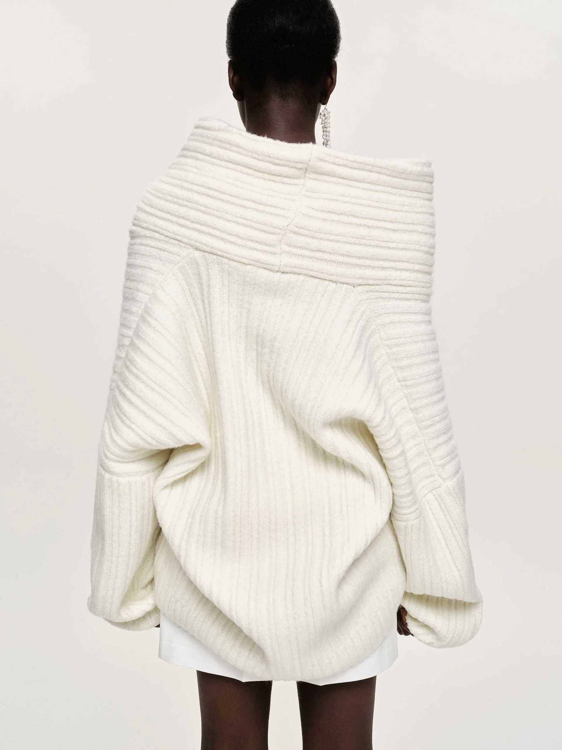 Women Source Unknown Accessories-Becca Oversized High Roll Knit Pullover, White