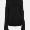 Women Source Unknown Accessories-Becca Oversized High Roll Knit Pullover, Black