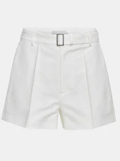 Women Source Unknown Clothing-Belted Wide Shorts, White