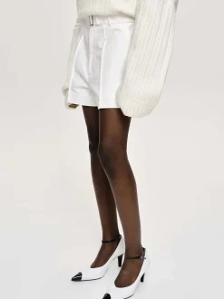 Women Source Unknown Bottoms-Belted Wide Shorts, White