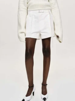 Women Source Unknown Bottoms-Belted Wide Shorts, White