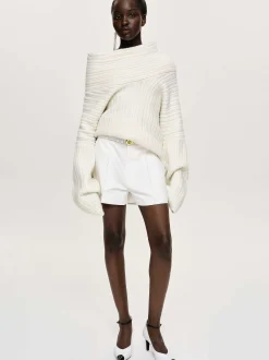 Women Source Unknown Bottoms-Belted Wide Shorts, White