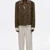 Women Source Unknown Accessories-Bianca Faux Leather Biker Jacket, Washed Brown