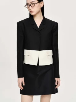 Women Source Unknown Accessories-Bicolor Blazer, Black/Ivory