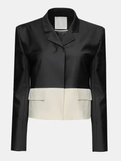 Women Source Unknown Accessories-Bicolor Blazer, Black/Ivory