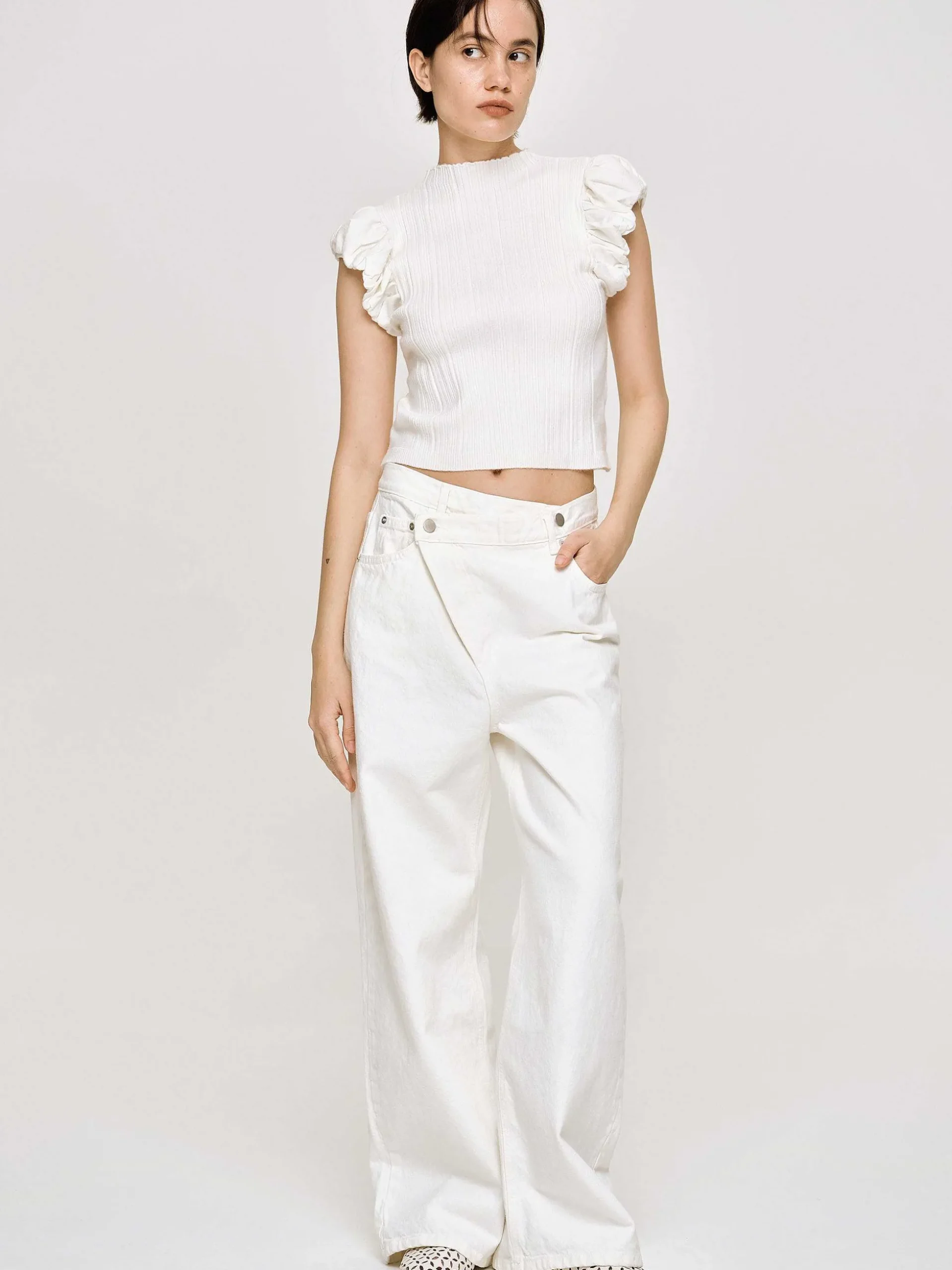 Women Source Unknown Clothing-Bubble Rib Knit, White