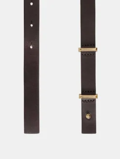Women Source Unknown Clothing-Calfskin Leather Skinny Belt, Brown