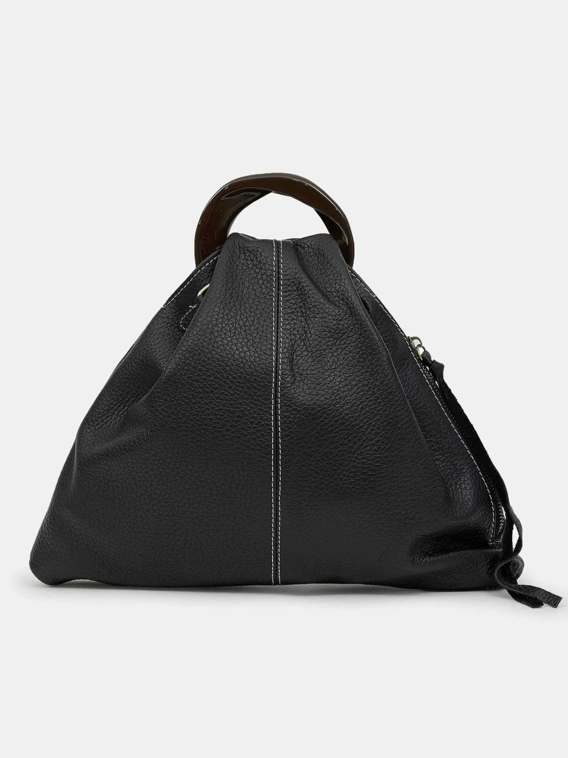 Women Source Unknown Clothing-Calfskin Triangle Tote, Black