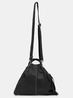 Women Source Unknown Clothing-Calfskin Triangle Tote, Black