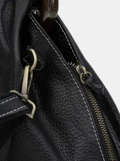 Women Source Unknown Clothing-Calfskin Triangle Tote, Black