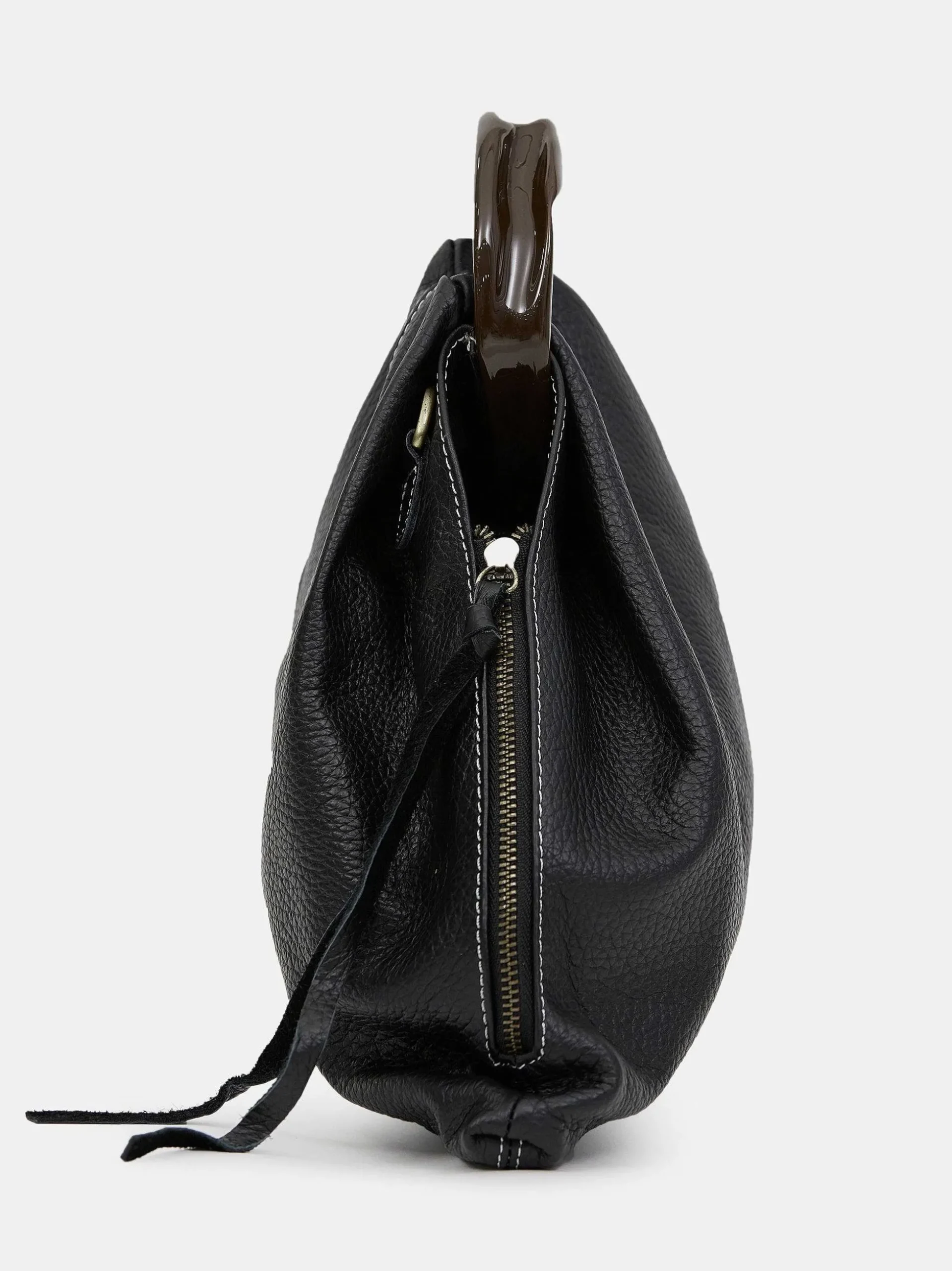 Women Source Unknown Clothing-Calfskin Triangle Tote, Black