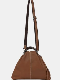 Women Source Unknown Clothing-Calfskin Triangle Tote, Brunette