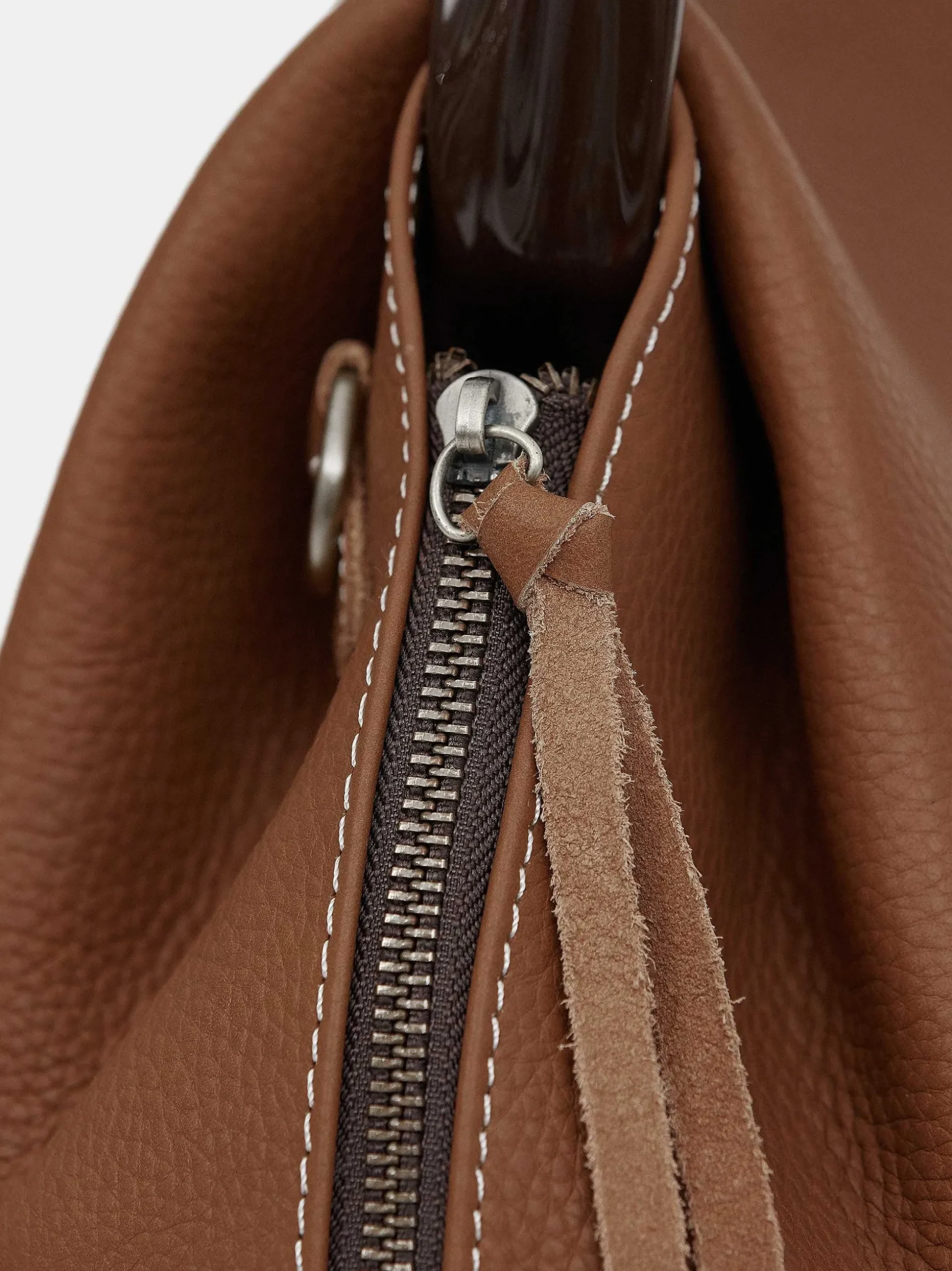Women Source Unknown Clothing-Calfskin Triangle Tote, Brunette