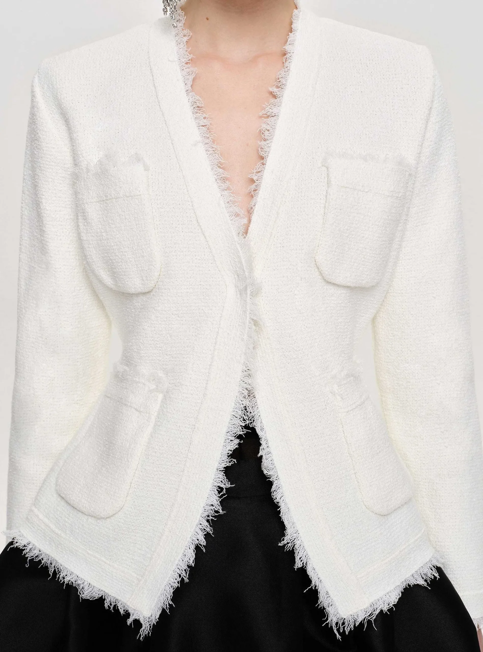 Women Source Unknown Accessories-Cinched Waist Cardigan, Natural White